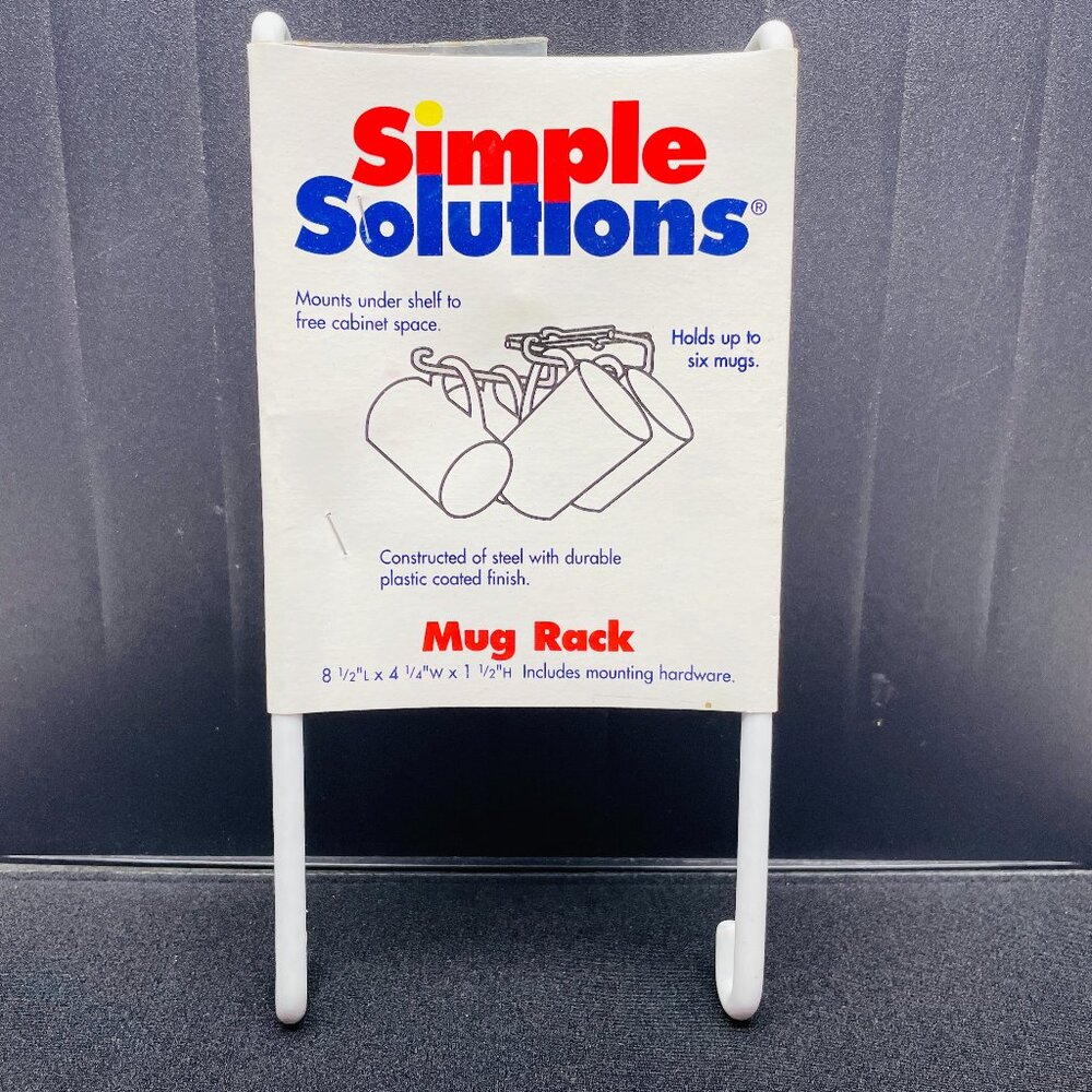 NWOT Simple Solutions Mug Rack, Mounts Under Shelf, Holds 6, 8 1/2" L (1 of 2)
